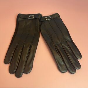 GII Fashion Accessories Black Leather Gloves Touchscreen Size L NWT